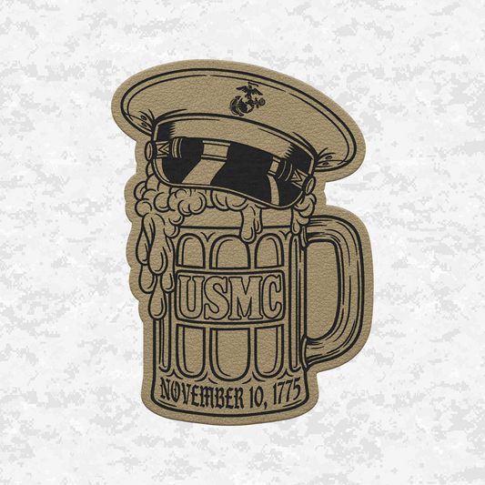 Marine Corps Birthday Beer Mug Graphic | Leather Patch | Velcro Backed