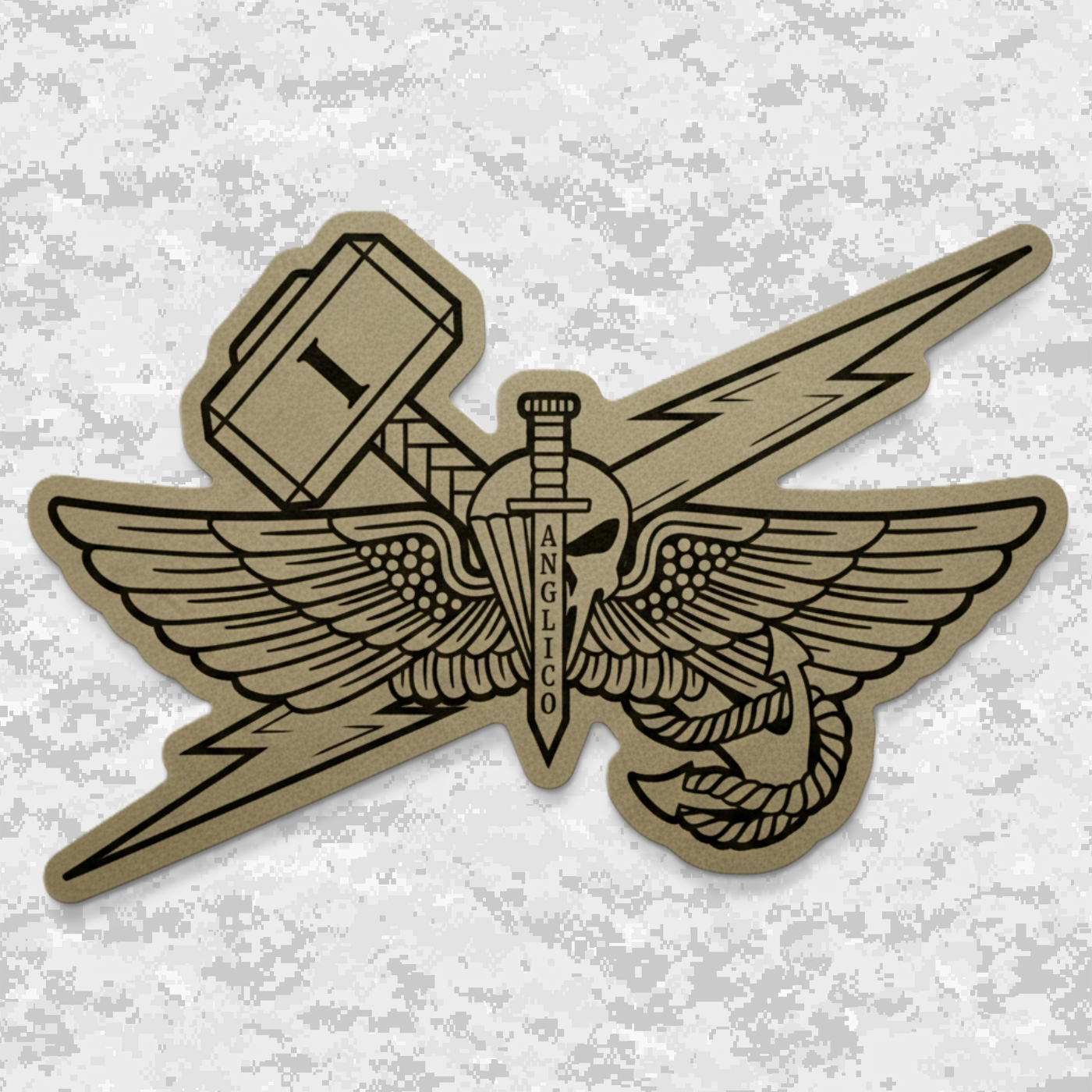 1st ANGLICO | Sky Lightning & Sea Thunder | Leather Patch | Velcro Backed