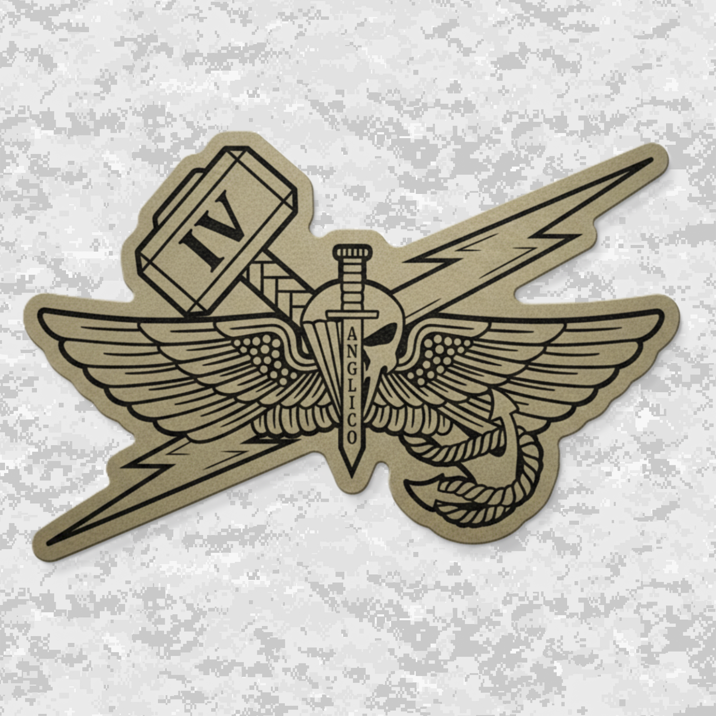 4th ANGLICO | Sky Lightning & Sea Thunder | Leather Patch | Velcro Backed