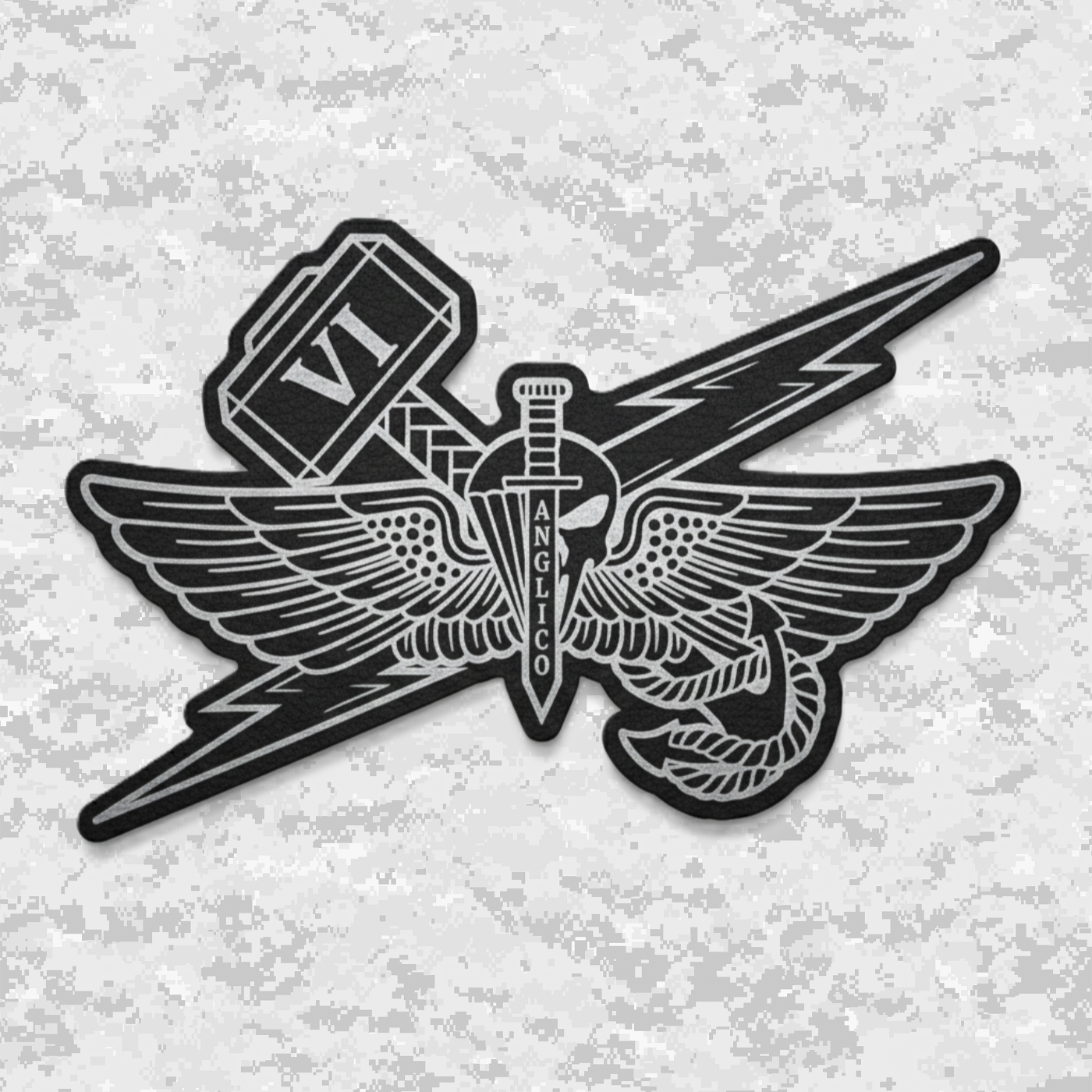 6th ANGLICO | Sky Lightning & Sea Thunder | Leather Patch | Velcro Backed