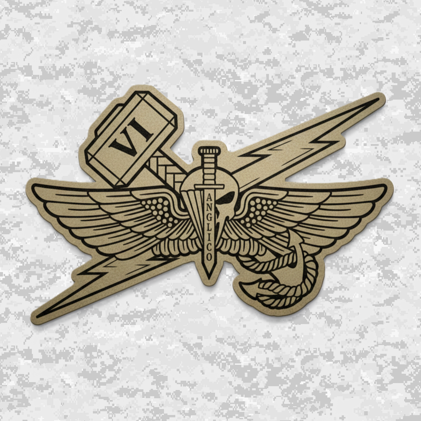 6th ANGLICO | Sky Lightning & Sea Thunder | Leather Patch | Velcro Backed